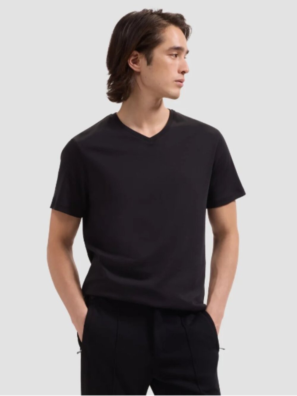 Bugatchi The Essential High V Neck T Shirt – Black – XXL – 100% Pima Cotton